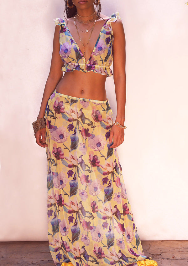 Floral print maxi wrap skirt - Ambi The Brand