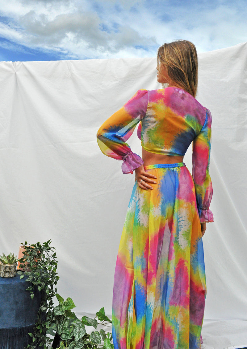 Multi coloured sheer maxi skirt